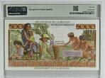 Réunion  5000 Francs - Schoelcher - Overloaded 100 NF - 1967 - Serial K.141 - PMG 66 EPQ UNC