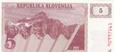 Slovenia  5 Tolar - Mountain - 1990 - Serial AL UNC