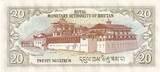 Bhutan  20 Ngultrum J. D. Wangchuk - Paro Palace - 2000 - Serial E4 UNC