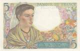France 1943 5 Francs - Shepherd - 05-08-1943 - Serial W.67 UNC