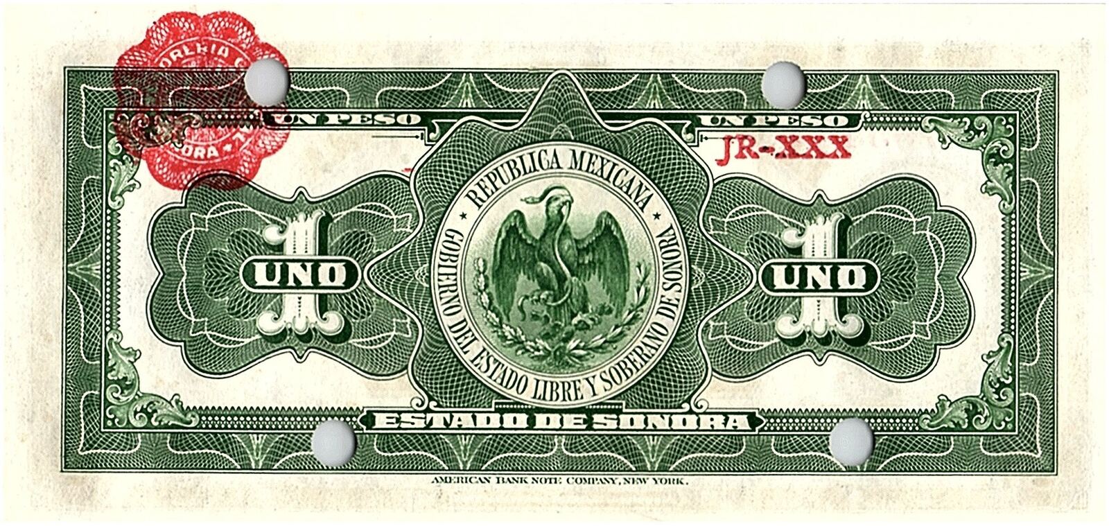 1915 10 peso selling sonora rare note unc