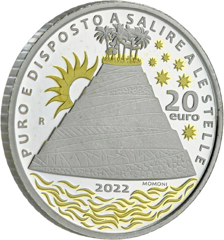 Italy Purgatory Dante Alighieri 20 Euros 2022 GOLD white and