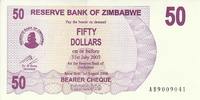 Zimbabwe 50 dollars 50 Dollars - Chiremba - Violet - Waterfall - 2006 -