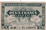 Algeria 2 francs Algeria 1 Franc Green - Economical region - 31.01.1944 - Serial A - P.99 -