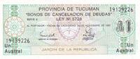 Argentina 1 austral 1 Austral, Province of Tucuman - 1991 -