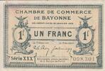 France 1 franc 1 Franc - Bayonne Chamber of Commerce - 16-01-1915 - Seriel XXX -