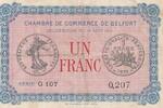 France 1 franc 1 Franc - Belfort Chamber of Commerce - 18-08-1915 - Serial G.107 -