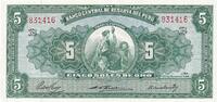 Peru 5 soles 1956 5 Soles, Liberty - 1956 - Serial J29 I / ST 7.28 £  +  8.67 £ shipping