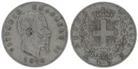 5 lires 1870 Italien 5 Lire Victor Emmanuel II- Arms - 1870 III / SS