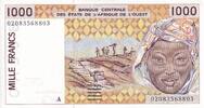 West AFrican States 1000 francs Billet West AFrican States 1000 francs 2002 -