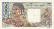 New Caledonia 20 francs 20 Francs ND (1954) - Cancelled Annulé - Serial W.32 -