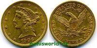 USA 5 Dollars 1906 Mzz. S, Liberty Kopf, 8,37 g/900 Gold, vz  911.16 £  +  58.95 £ shipping