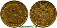 Belgien 20 Francs 1877 Leopold II. 1865-1909, 6,46 g/900 Gold, S25, vz+ vz+ 682.72 £  +  58.95 £ shipping
