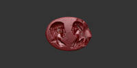 CONFRONTED BUSTS - RED JASPER Roman Intaglio -