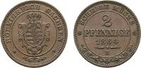 Sachsen-Albertinische Linie Cu 2 Pfennig Johann 1854-1873 -