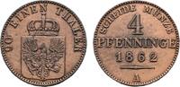 Brandenburg-Preußen Cu 4 Pfennig 1862 A Wilhelm I. 1861-1888 VF+