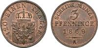 Brandenburg-Preußen Cu 3 Pfennig 1869 A Wilhelm I. 1861-1888 UNC-
