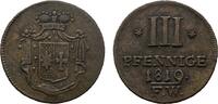 Waldeck Cu 3 Pfennig Georg Heinrich 1813-1845 -