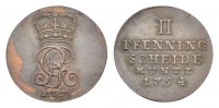 Braunschweig-Calenberg-Hannover Cu 2 Pfennig Georg III. 1760-1820 -