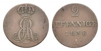 Braunschweig-Calenberg-Hannover Cu 2 Pfennig Ernst August 1837-1851 -