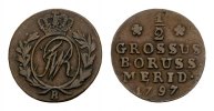 Brandenburg-Preußen Cu 1/2 Groschen Friedrich Wilhelm II. 1786-1797 -