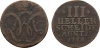 Hessen-Kassel Cu 3 Heller Wilhelm VIII. 1751-1760 -