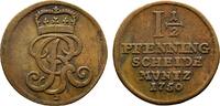 Braunschweig-Calenberg-Hannover Cu 1 1/2 Pfennig Georg II. 1727-1760 -