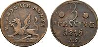 Mecklenburg-Rostock, Stadt  Cu 3 Pfennig 1815 AS Sehr schön