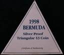 BERMUDA, KM# 106 , Silver, 3 Dollars, 1998, Proof, Sailing ship Deliverance, map. Coin in excellent condition!