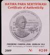 TURKEY, KM# 1252 , Silver, 50 Lira, 2009, Proof, Frederic Chopin - Composer. Coin housed in Original Mint capsule! Coin in excel