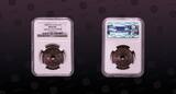 CONGO FREE STATE , KM# 3 , Copper, 5 Centimes, 1888, Mint Strike, Leopold II. With a round hole in the center. NGC Scratch Resis