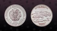 ARMENIA 100 Dram ARMENIA, KM# 153 , Silver, 100 Dram, 2007, Proof, Salmo ischchan - Lake Sevan Salmon with two red lines. Coin in excellent condi -
