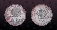 GUINEA 250 Francs GUINEA , KM# 12 , Silver, 250 Francs, 1969, Proof, 10th Anniversary of Independence - Lunar landing. Coin in excellent condition -