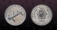 GUINEA 250 Francs GUINEA , KM# 21 , Silver, 250 Francs, 1970, Proof, Space ship Sojuz. Coin in excellent condition! -