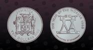 JAMAICA 10 Dollars JAMAICA, KM# 138a , Silver, 10 Dollars, 1988, Proof , The Year of the Worker. Coin in excellent condition! -