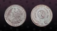 LAOS 50 Kip LAOS , KM# 44 , Silver, 50 Kip, 1991, Mint Strike, World Cup Soccer - USA. Coin in excellent condition! -