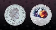AUSTRALIA 1 Dollar AUSTRALIA, KM# 514 , Silver, 1 Dollar , 2000, Proof, Millennium - gold inlay earth and radiant sun as seen from the moon's surfa -