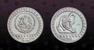 MEXICO 50 Pesos MEXICO, KM# 555 , Silver, 50 Pesos, 1992, Proof, Eagle warrior. Coin housed in Original Mint Capsule! Coin in excellent conditio -