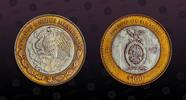 MEXICO 100 Pesos MEXICO, KM# 695 , Bi-Metallic .9250 Silver 16,812g center in Aluminum-Bronze ring, 100 Pesos, 2004Mo, Mint Strike, 180th Anniver -