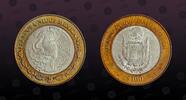 MEXICO 100 Pesos MEXICO, KM# 734 , Bi-Metallic .9250 Silver 16,812g center in Aluminum-Bronze ring, 100 Pesos, 2004Mo, Mint Strike, 180th Anniver -