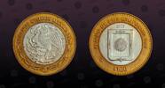 MEXICO 100 Pesos MEXICO, KM# 725 , Bi-Metallic .9250 Silver 16,812g center in Aluminum-Bronze ring, 100 Pesos, 2005Mo, Mint Strike, 180th Anniver -