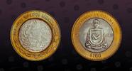 MEXICO 100 Pesos MEXICO, KM# 729 , Bi-Metallic .9250 Silver 16,812g center in Aluminum-Bronze ring, 100 Pesos, 2005Mo, Mint Strike, 180th Anniver -