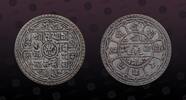 NEPAL 1 Mohar NEPAL, KM# 651.2 , Silver, 1 Mohar, 1909, Mint Strike, Nice silver coin! -