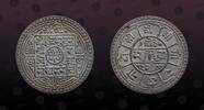 NEPAL 2 Mohars NEPAL, KM# 695 , Silver, 2 Mohars, 1925, Mint Strike, Nice silver coin! -