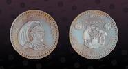 NEPAL 100 Rupee NEPAL, KM P1 , Silver, 100 Rupee, 1974, Proof, I.Y.C. Silver Piefort. Very Rare. Only 88 pieces minted. Double Thickness. 38,88 -