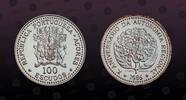 AZORES 100 Escudos AZORES, KM# 45a , Silver, 100 Escudos , 1986, Proof, 10th Anniversary of Regional Autonomy - Hydrangea plant. Coin housed in Ori -