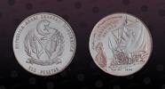 SAHARAWI ARAB DEMOCRATIC REPUBLIC 500 Pesetas SAHARAWI ARAB DEMOCRATIC REPUBLIC , KM# 3 , Silver, 500 Pesetas, 1990, Proof, Arab and sailing ship. Coin in excellent conditio -