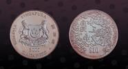 SINGAPORE 10 Dollars SINGAPORE, KM# 175 , Silver, 10 Dollars, 2000, Proof, Year of the Dragon. Coin in excellent condition! -