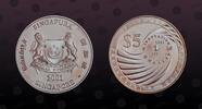 SINGAPORE 5 Dollars SINGAPORE, KM# 177a , Silver, 5 Dollars , 2001, Proof, Productivity Movement. Coin housed in Original Mint capsule! Capsule is b -