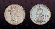 SOLOMON ISLANDS 10 Dollars SOLOMON ISLANDS , KM# 74 , Silver, 10 Dollars, 2000, Proof, Missionary Ship Duff 1797. Coin in excellent condition! -